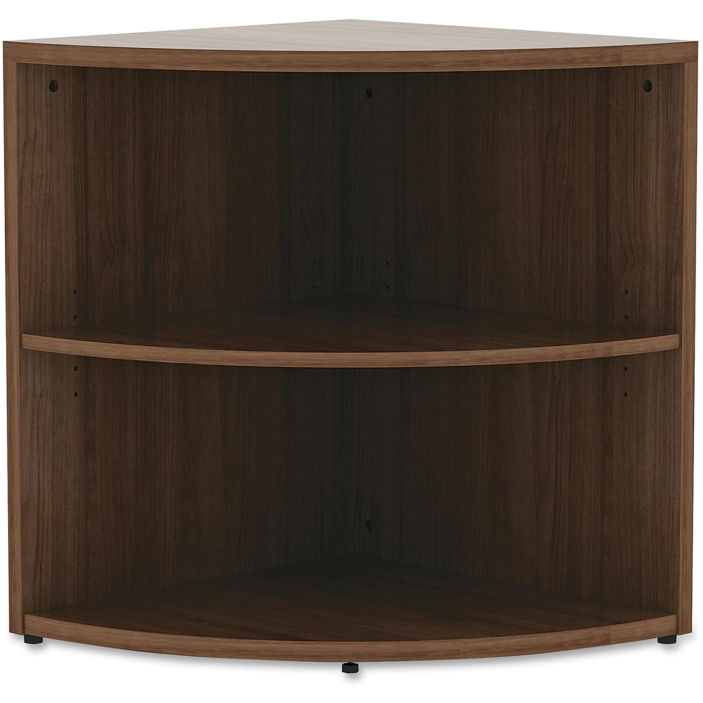 Lorell Essentials Series Desk End Corner Bookcase - 23.6" Height x 29.5" Width30.7" Length%Floor - Walnut - Laminate, Polyvinyl Chloride (PVC) - 1 Each - 2