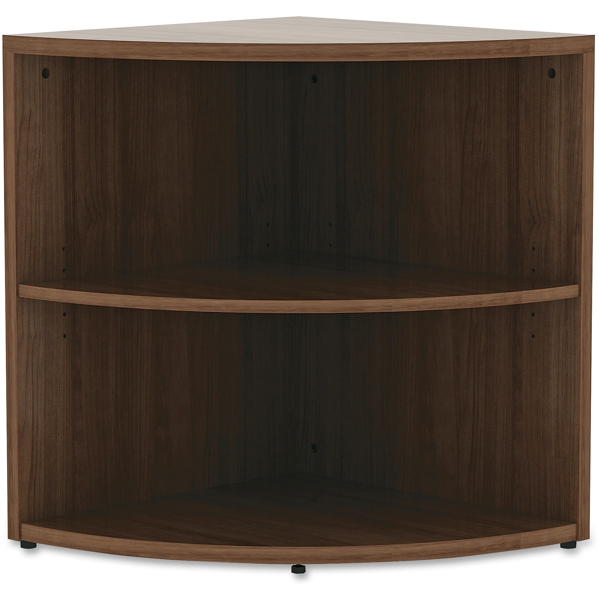 Lorell Essentials Series Desk End Corner Bookcase - 23.6" Height x 29.5" Width30.7" Length%Floor - Walnut - Laminate, Polyvinyl Chloride (PVC) - 1 Each - 2
