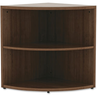 Lorell Essentials Series Desk End Corner Bookcase - 23.6" Height x 29.5" Width30.7" Length%Floor - Walnut - Laminate, Polyvinyl Chloride (PVC) - 1 Each - 2