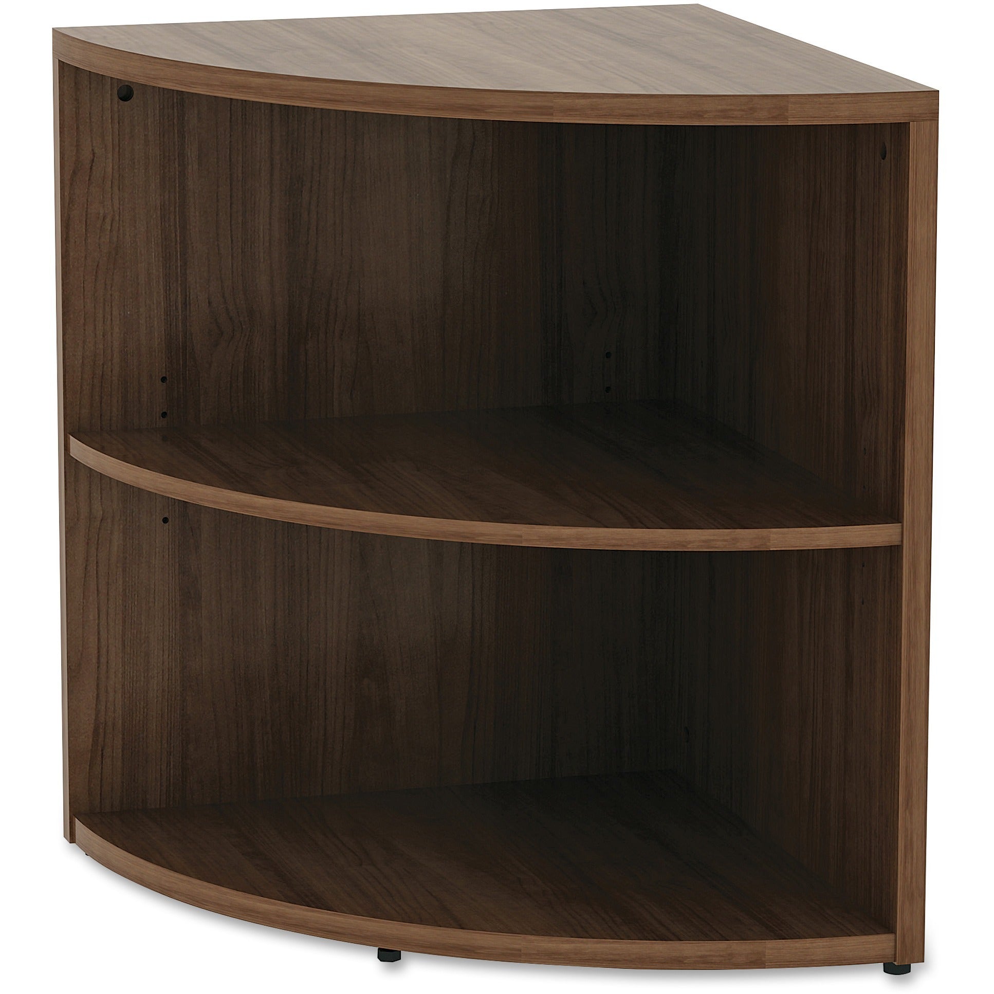 Lorell Essentials Series Desk End Corner Bookcase - 23.6" Height x 29.5" Width30.7" Length%Floor - Walnut - Laminate, Polyvinyl Chloride (PVC) - 1 Each - 3