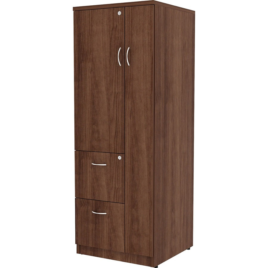 Lorell Essentials/Revelance Tall Storage Cabinet - 23.6" x 23.6"65.6" Cabinet, 0.5" Compartment - 2 x Storage Drawer(s) - 1 Door(s) - Finish: Walnut, Laminate