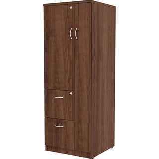 Lorell Essentials/Revelance Tall Storage Cabinet - 23.6" x 23.6"65.6" Cabinet, 0.5" Compartment - 2 x Storage Drawer(s) - 1 Door(s) - Finish: Walnut, Laminate