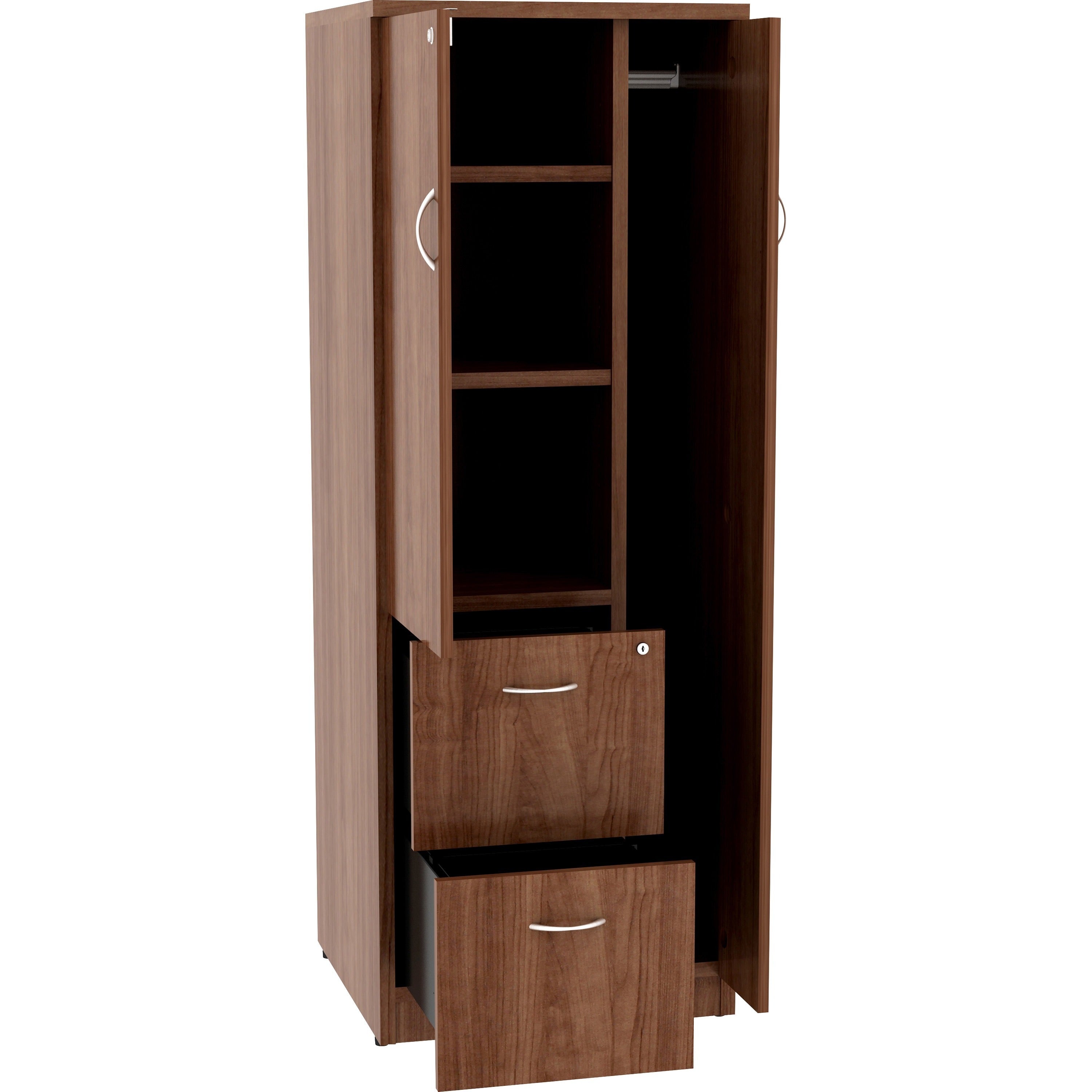 lorell-essentials-revelance-tall-storage-cabinet-236-x-236656-cabinet-05-compartment-2-x-storage-drawers-1-doors-finish-walnut-laminate_llr69889 - 4