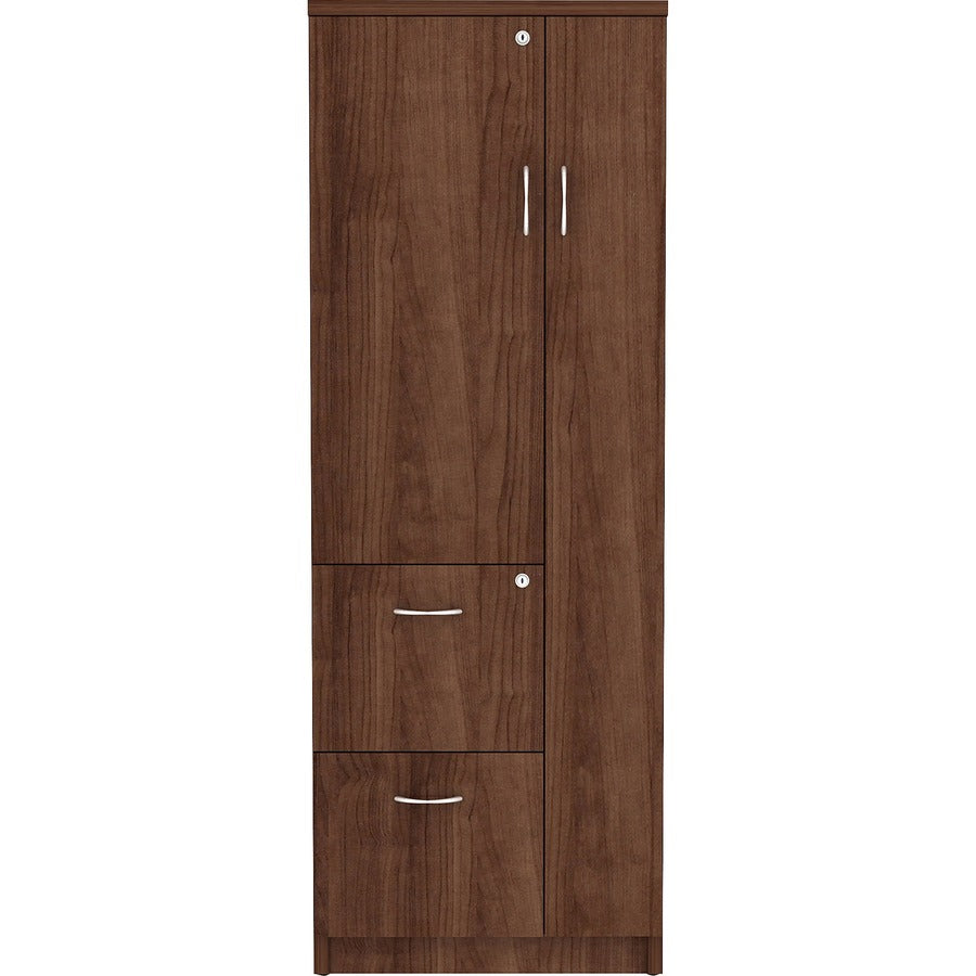 Lorell Essentials/Revelance Tall Storage Cabinet - 23.6" x 23.6"65.6" Cabinet, 0.5" Compartment - 2 x Storage Drawer(s) - 1 Door(s) - Finish: Walnut, Laminate