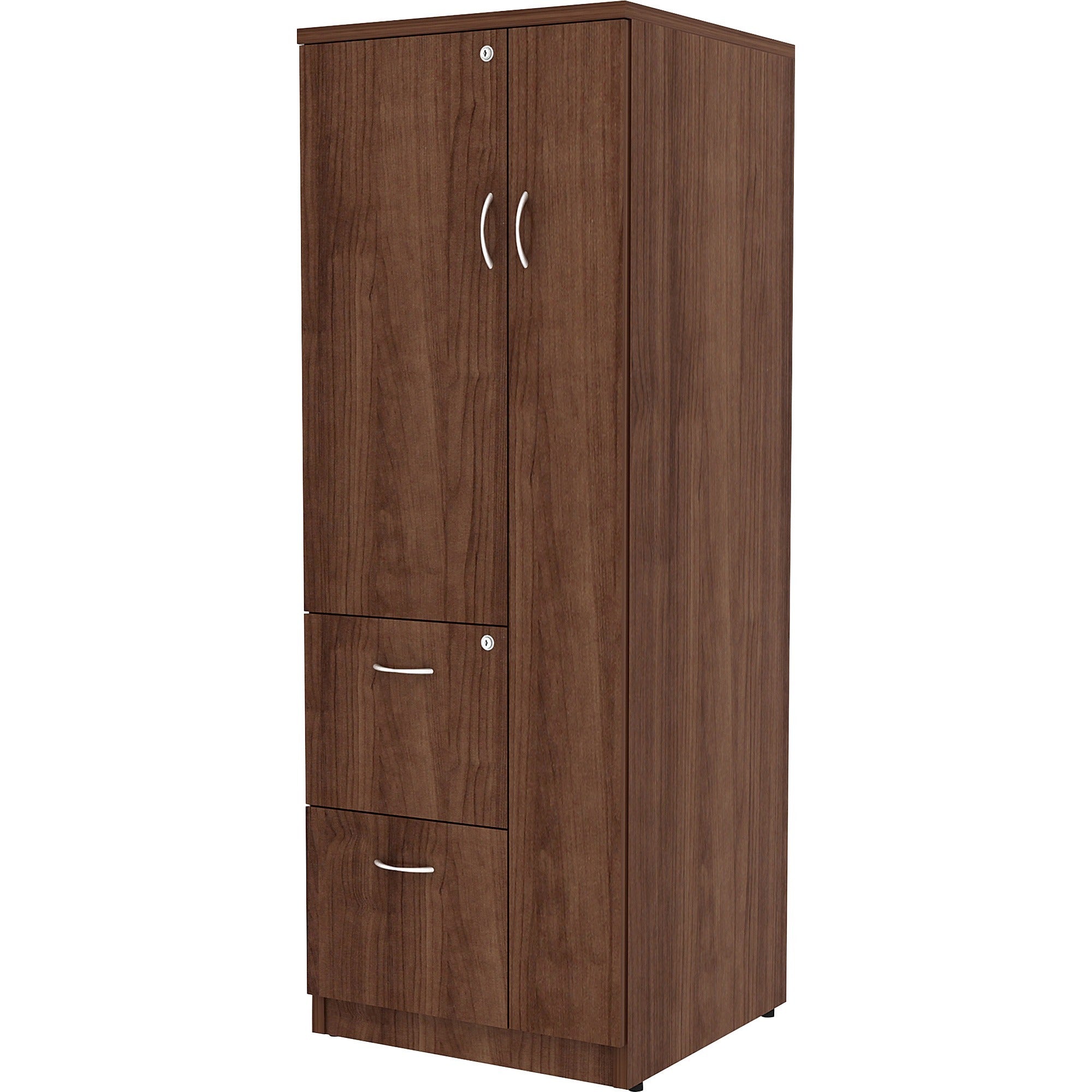 lorell-essentials-revelance-tall-storage-cabinet-236-x-236656-cabinet-05-compartment-2-x-storage-drawers-1-doors-finish-walnut-laminate_llr69889 - 3