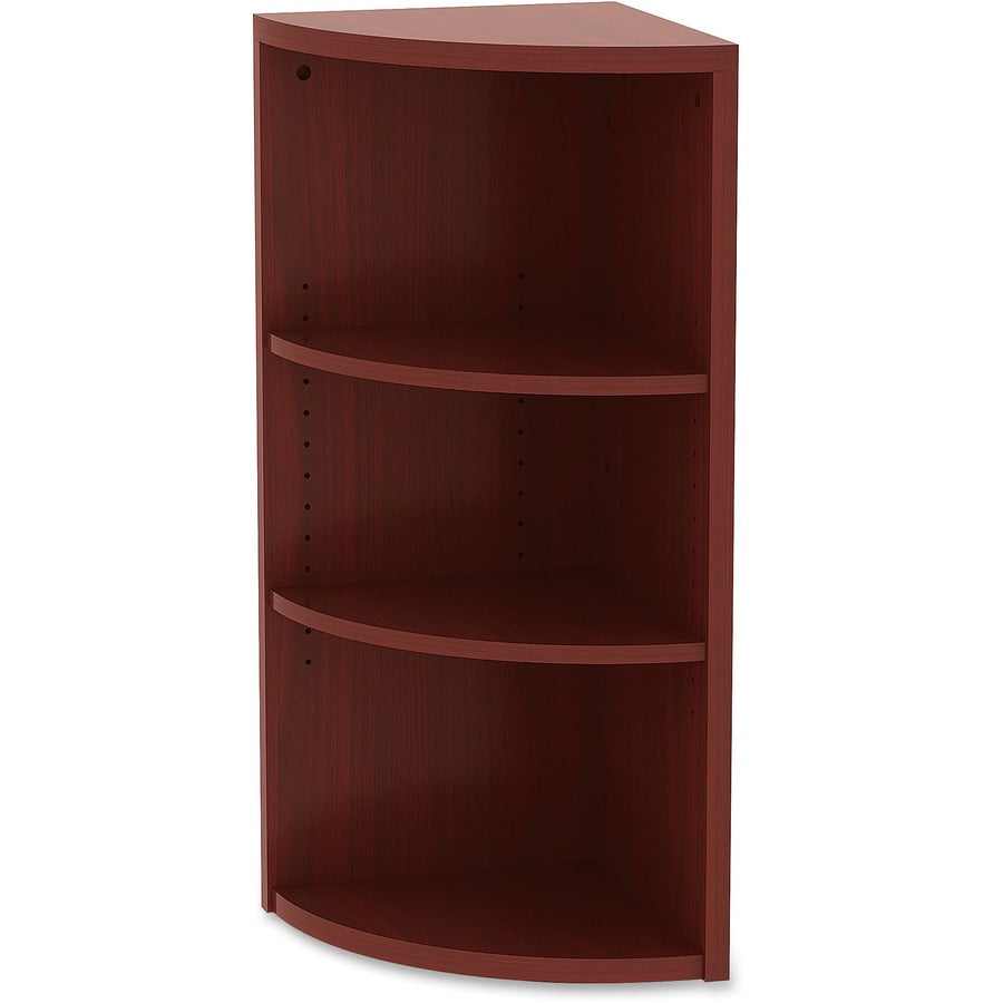 Lorell Essentials Series Hutch End Corner Bookcase - 36" Height x 14.8" Width x 14.8" DepthFloor - Mahogany - Laminate, Polyvinyl Chloride (PVC) - 1 Each