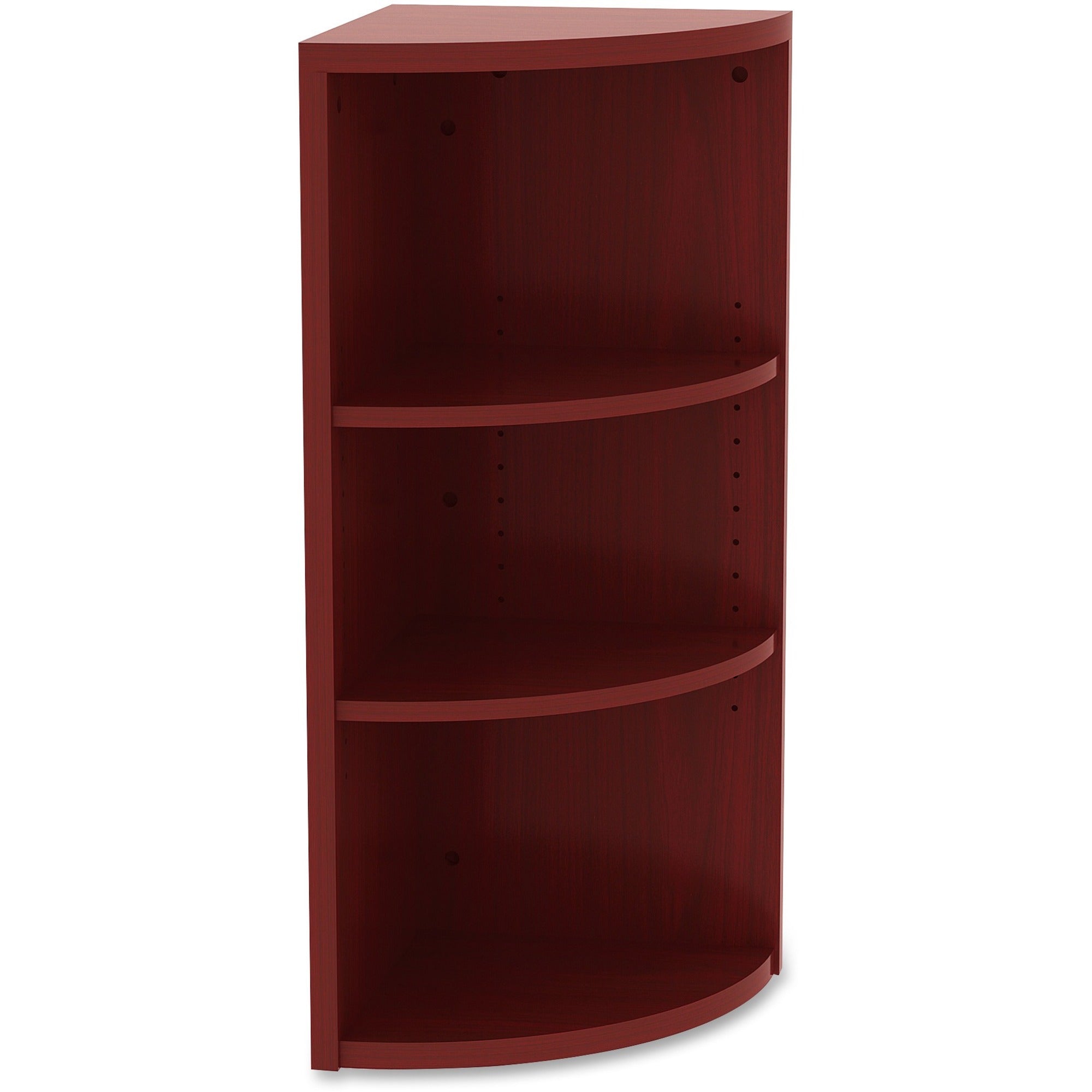 lorell-essentials-series-hutch-end-corner-bookcase-36-height-x-148-width-x-148-depthfloor-mahogany-laminate-polyvinyl-chloride-pvc-1-each_llr69891 - 1