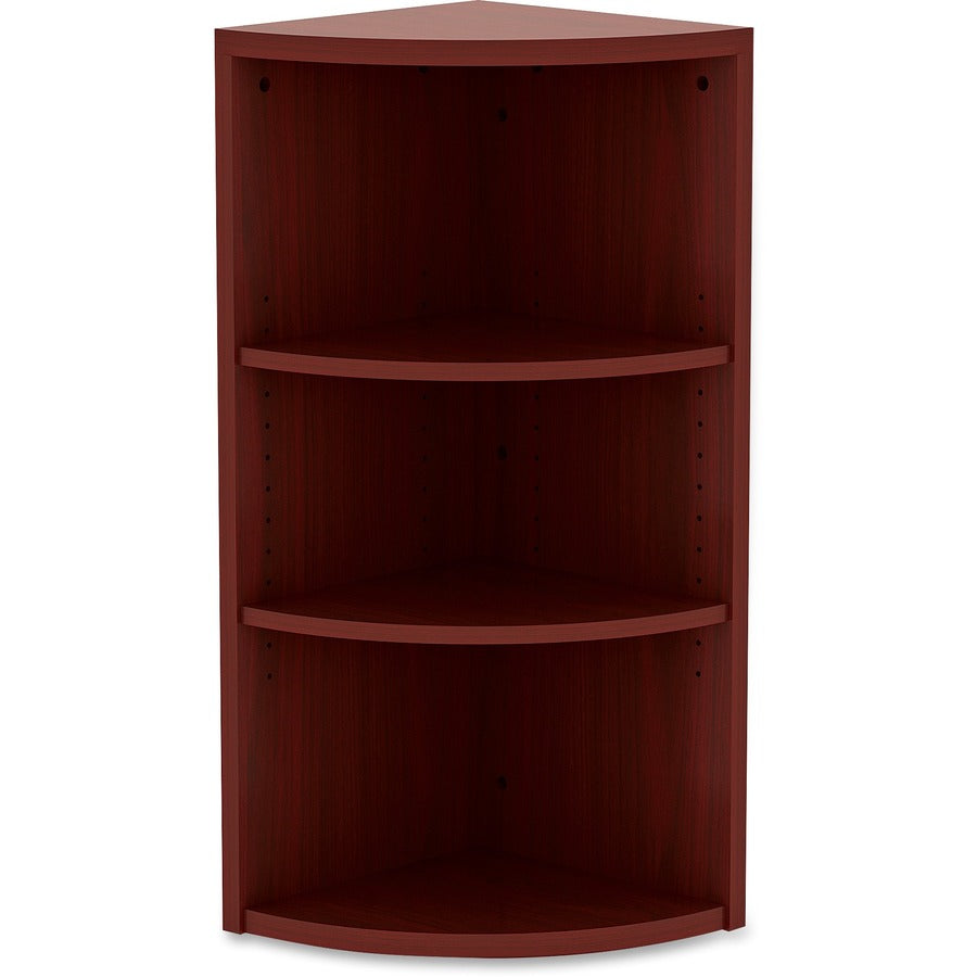 Lorell Essentials Series Hutch End Corner Bookcase - 36" Height x 14.8" Width x 14.8" DepthFloor - Mahogany - Laminate, Polyvinyl Chloride (PVC) - 1 Each
