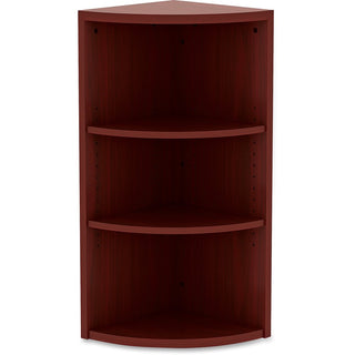 Lorell Essentials Series Hutch End Corner Bookcase - 36" Height x 14.8" Width x 14.8" DepthFloor - Mahogany - Laminate, Polyvinyl Chloride (PVC) - 1 Each