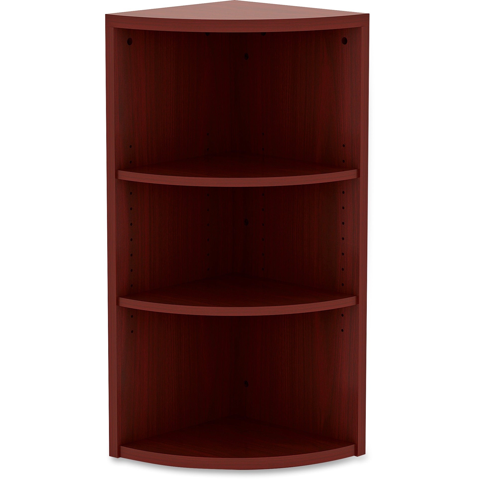 lorell-essentials-series-hutch-end-corner-bookcase-36-height-x-148-width-x-148-depthfloor-mahogany-laminate-polyvinyl-chloride-pvc-1-each_llr69891 - 2