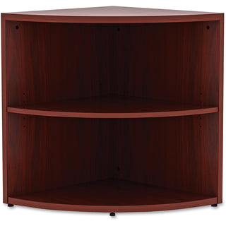 lorell-essentials-series-desk-end-corner-bookcase-295-height-x-236-width-x-236-depth-floor-mahogany-laminate-polyvinyl-chloride-pvc-1each-corner-shape_llr69893 - 2