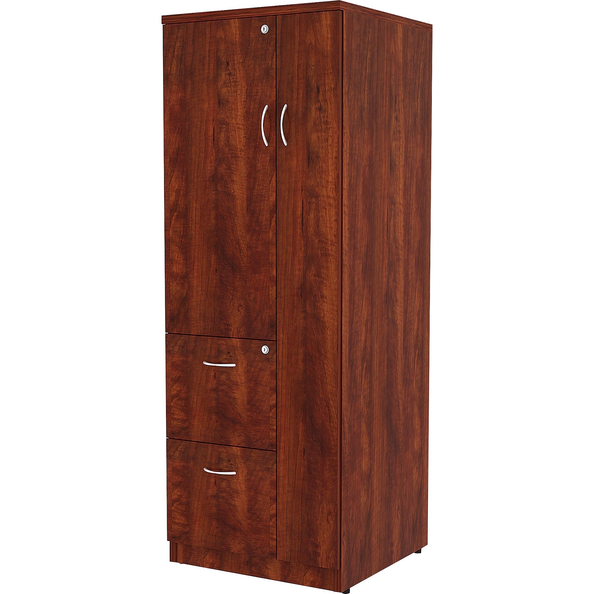 lorell-essentials-series-tall-storage-cabinet-236-x-236656-cabinet-05-compartment-2-x-storage-drawers-1-doors-finish-cherry-laminate_llr69896 - 3