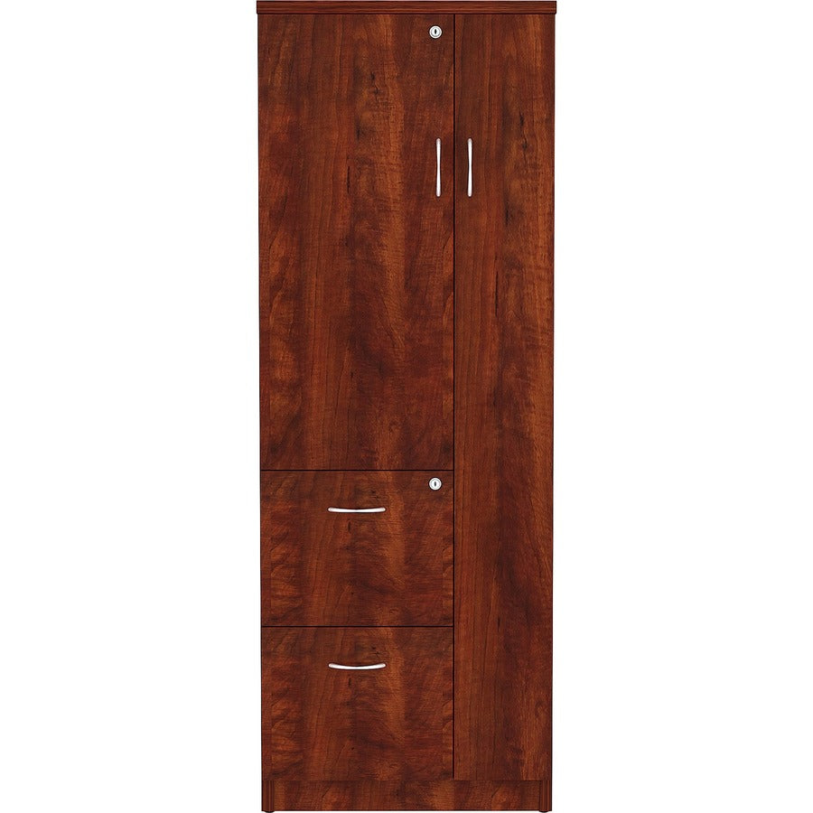Lorell Essentials Series Tall Storage Cabinet - 23.6" x 23.6"65.6" Cabinet, 0.5" Compartment - 2 x Storage Drawer(s) - 1 Door(s) - Finish: Cherry, Laminate