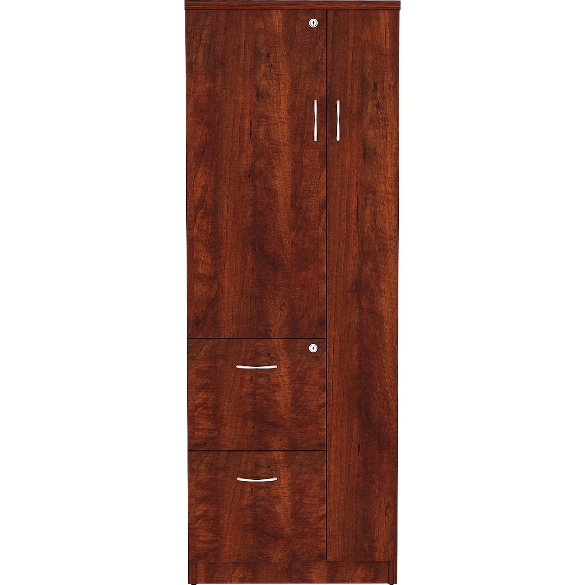 lorell-essentials-series-tall-storage-cabinet-236-x-236656-cabinet-05-compartment-2-x-storage-drawers-1-doors-finish-cherry-laminate_llr69896 - 2