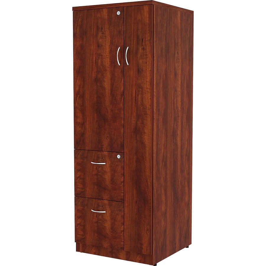 Lorell Essentials Series Tall Storage Cabinet - 23.6" x 23.6"65.6" Cabinet, 0.5" Compartment - 2 x Storage Drawer(s) - 1 Door(s) - Finish: Cherry, Laminate