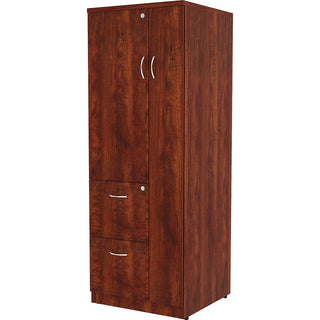 Lorell Essentials Series Tall Storage Cabinet - 23.6" x 23.6"65.6" Cabinet, 0.5" Compartment - 2 x Storage Drawer(s) - 1 Door(s) - Finish: Cherry, Laminate