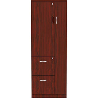 Lorell Essentials/Revelance Tall Storage Cabinet - 23.6" x 23.6"65.6" Cabinet, 0.5" Compartment - 2 x Storage Drawer(s) - 1 Door(s) - Finish: Mahogany, Laminate