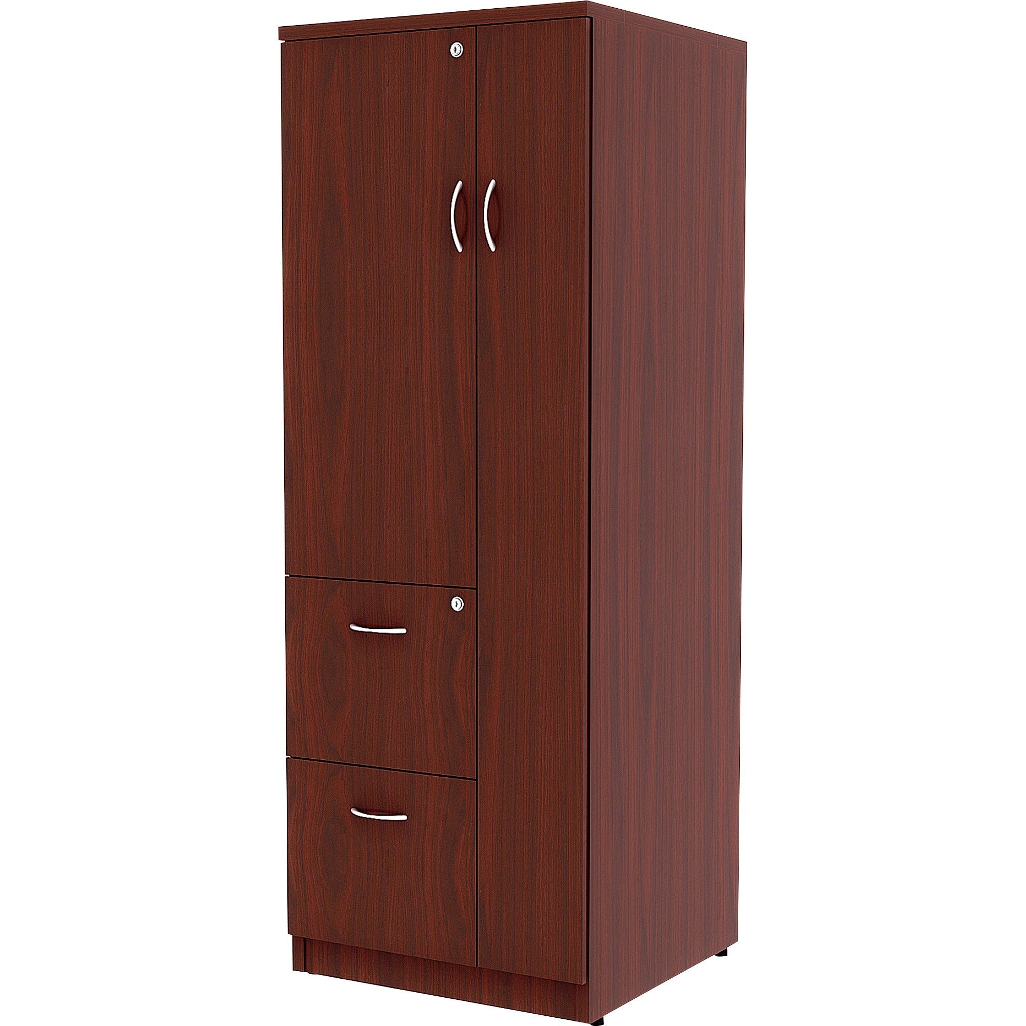 lorell-essentials-revelance-tall-storage-cabinet-236-x-236656-cabinet-05-compartment-2-x-storage-drawers-1-doors-finish-mahogany-laminate_llr69897 - 3