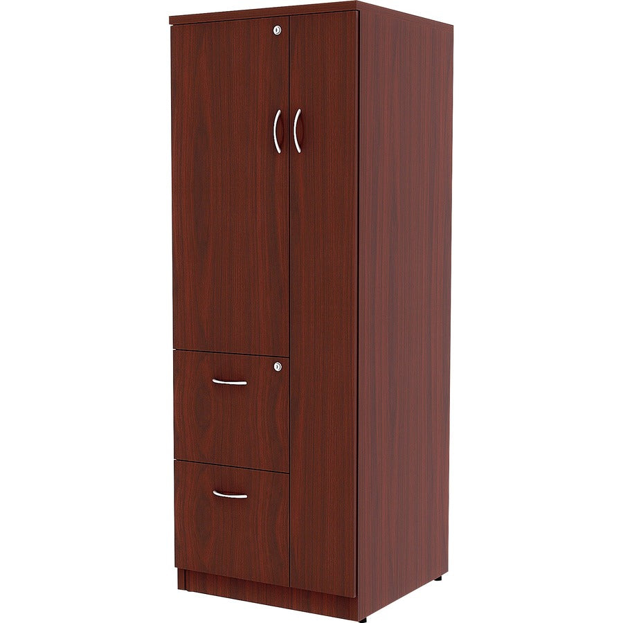 Lorell Essentials/Revelance Tall Storage Cabinet - 23.6" x 23.6"65.6" Cabinet, 0.5" Compartment - 2 x Storage Drawer(s) - 1 Door(s) - Finish: Mahogany, Laminate