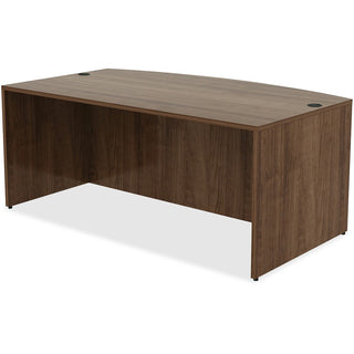 Lorell Essentials Series Bowfront Desk Shell - 71" x 41.4"29.5" Desk, 0.1" Edge - Material: Metal - Finish: Walnut, Laminate