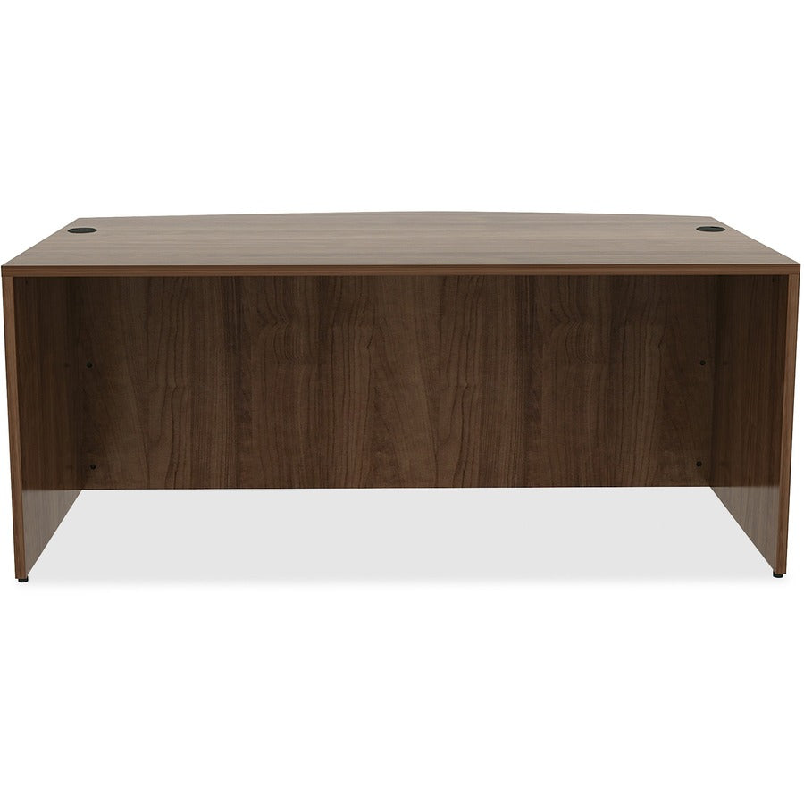 Lorell Essentials Series Bowfront Desk Shell - 71" x 41.4"29.5" Desk, 0.1" Edge - Material: Metal - Finish: Walnut, Laminate