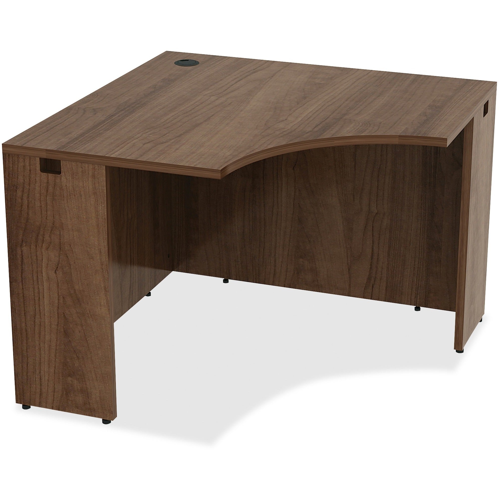 Lorell Essentials Series Corner Desk - 42" x 29.5"24" Desk, 0.1" Edge - Material: Metal - Finish: Walnut, Laminate - 1