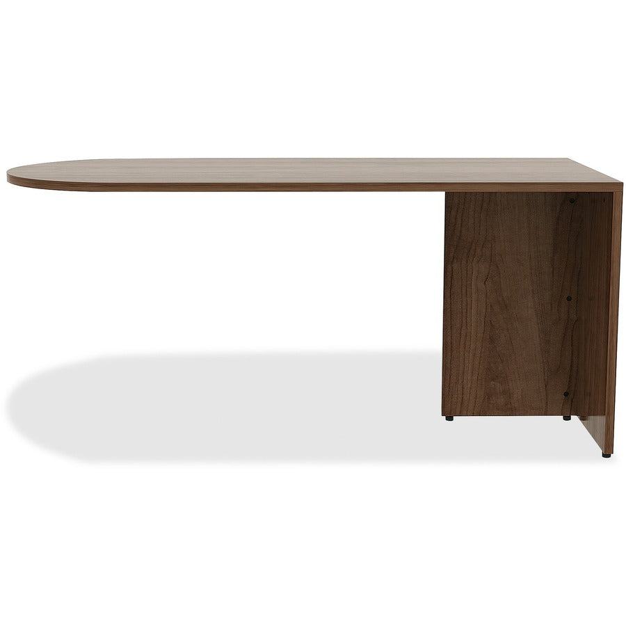 Lorell Essentials Series Peninsula Desk Box 1 of 2 - 30" x 66"29.5" - Reeded Edge - Material: Metal - Finish: Walnut, Laminate