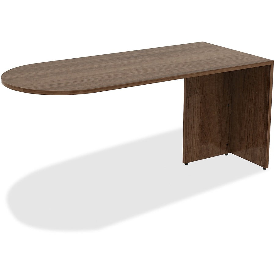 Lorell Essentials Series Peninsula Desk Box 1 of 2 - 30" x 66"29.5" - Reeded Edge - Material: Metal - Finish: Walnut, Laminate