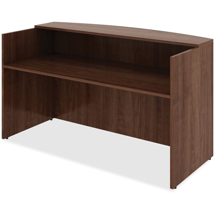 Lorell Essentials Series Front Reception Desk - 72" x 36"42.5" , 0.1" Edge - Material: Metal - Finish: Walnut, Laminate