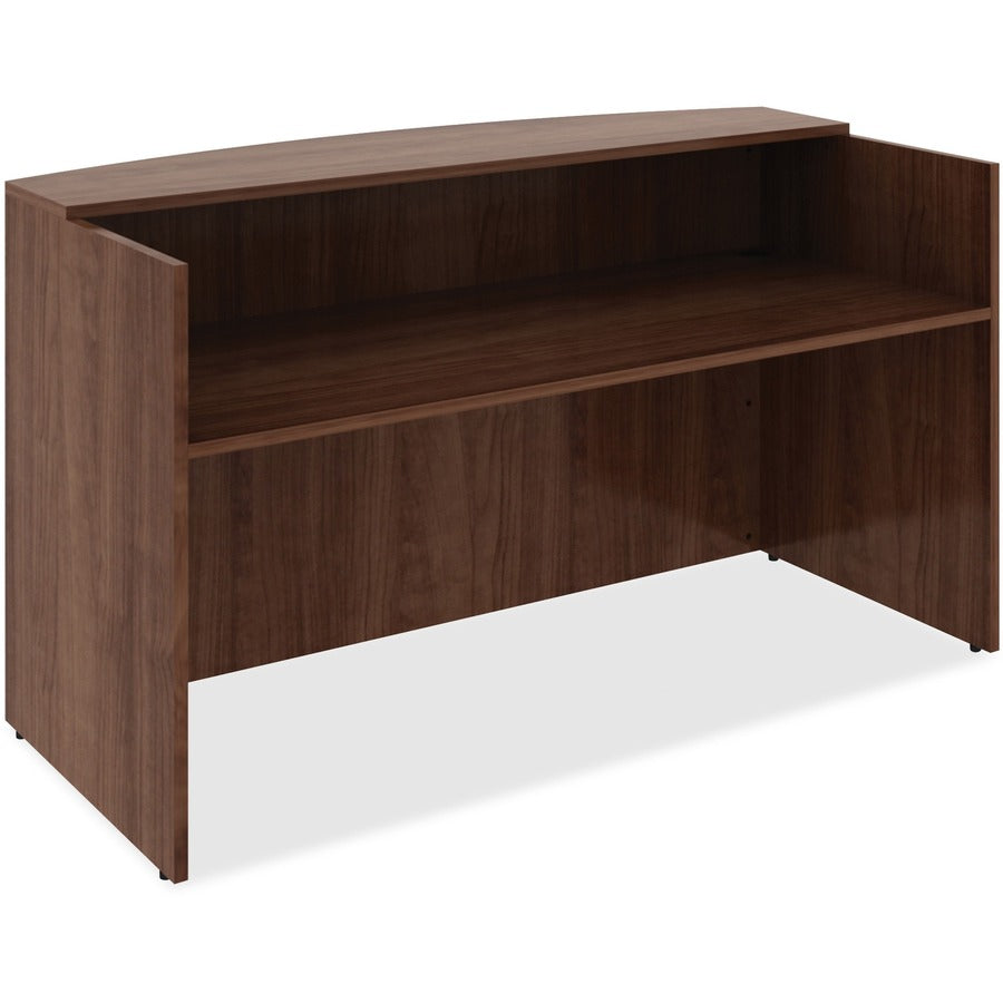 Lorell Essentials Series Front Reception Desk - 72" x 36"42.5" , 0.1" Edge - Material: Metal - Finish: Walnut, Laminate