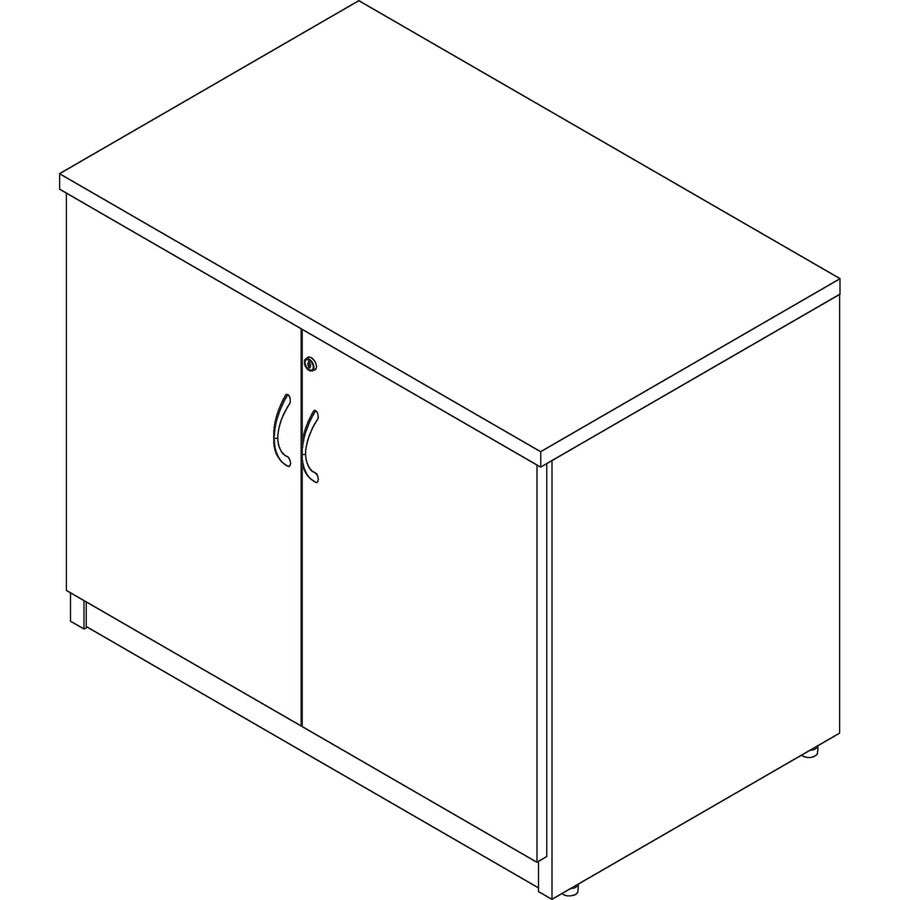 Lorell Essentials Series 2-Door Storage Cabinet - 36" x 22.5" x 29.5" - Glide, Lockable - Walnut - Laminate - Metal - 4