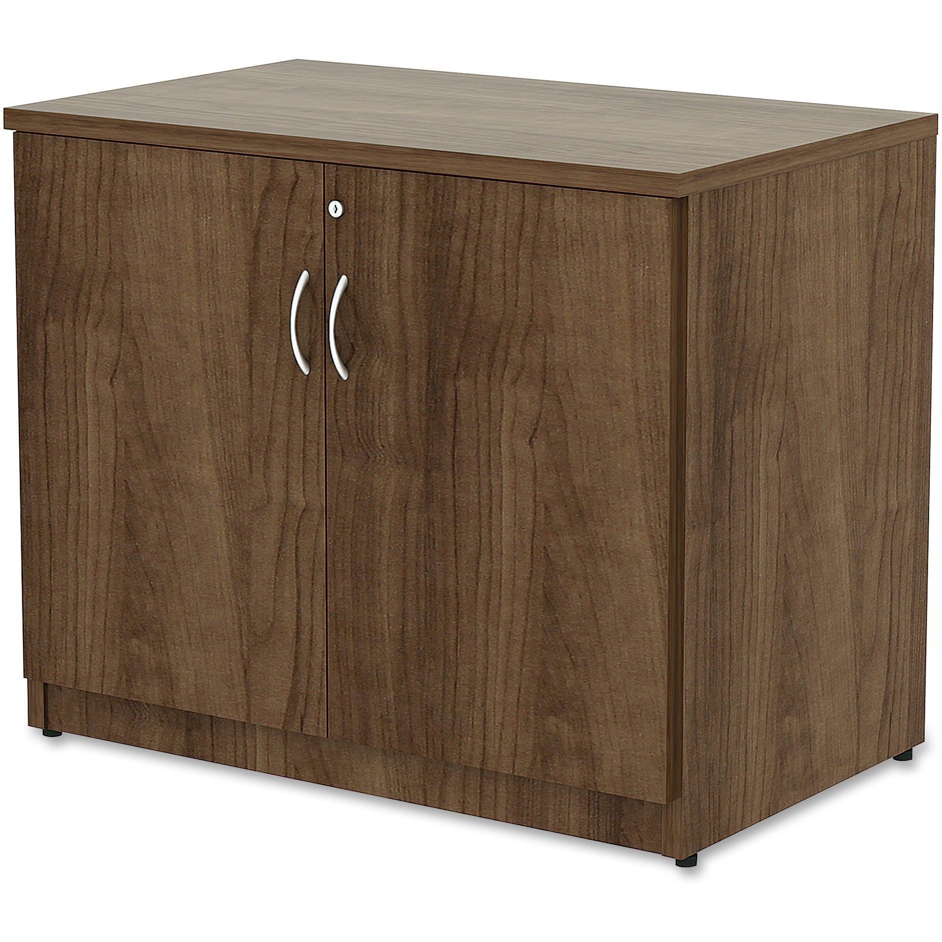 Lorell Essentials Series 2-Door Storage Cabinet - 36" x 22.5" x 29.5" - Glide, Lockable - Walnut - Laminate - Metal - 3