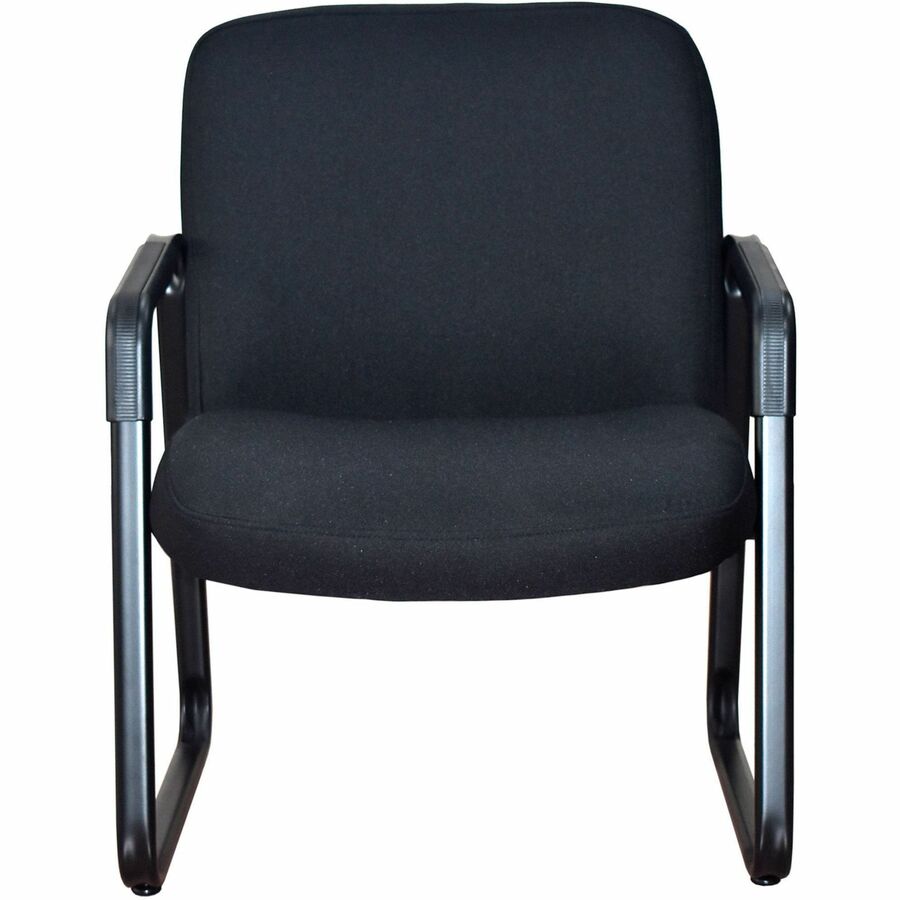 Lorell Big & Tall Upholstered Guest Chair - Black Plywood, Fabric Seat - Black Plywood, Fabric Back - Powder Coated Metal Frame - Sled Base - 1 Each