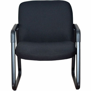 Lorell Big & Tall Upholstered Guest Chair - Black Plywood, Fabric Seat - Black Plywood, Fabric Back - Powder Coated Metal Frame - Sled Base - 1 Each