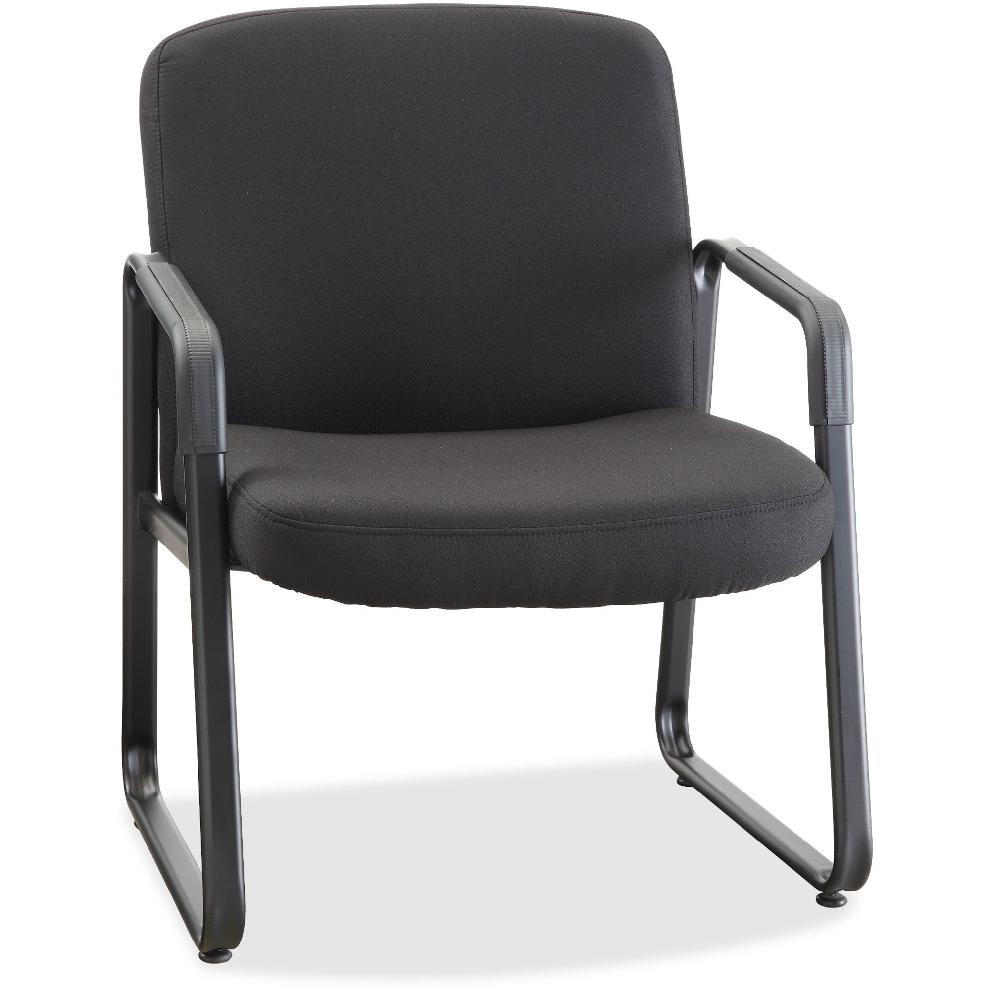 lorell-big-&-tall-upholstered-guest-chair-black-plywood-fabric-seat-black-plywood-fabric-back-powder-coated-metal-frame-sled-base-1-each_llr84586 - 1