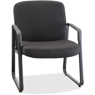 lorell-big-&-tall-upholstered-guest-chair-black-plywood-fabric-seat-black-plywood-fabric-back-powder-coated-metal-frame-sled-base-1-each_llr84586 - 1