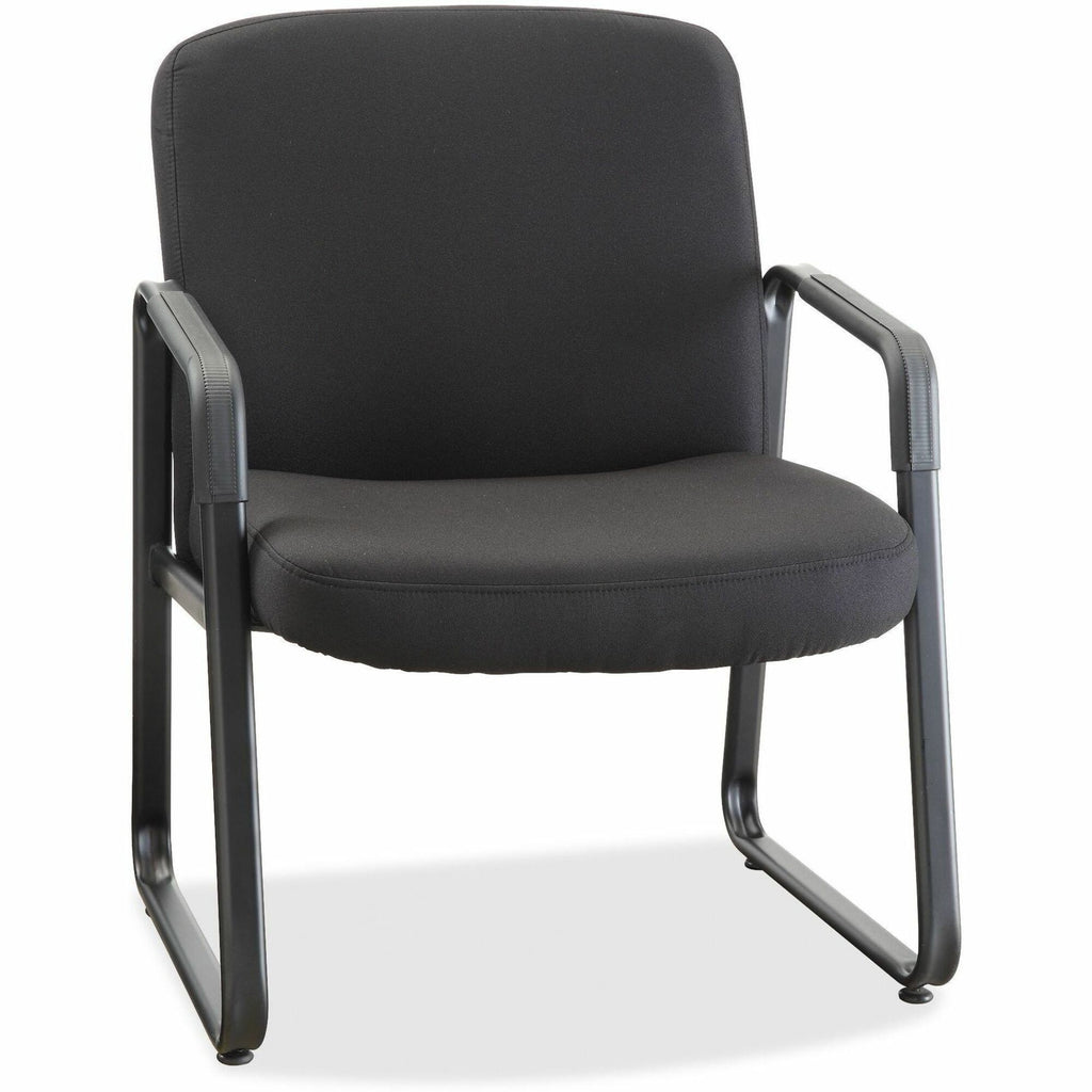 Lorell Big & Tall Upholstered Guest Chair - Black Plywood, Fabric Seat - Black Plywood, Fabric Back - Powder Coated Metal Frame - Sled Base - 1 Each