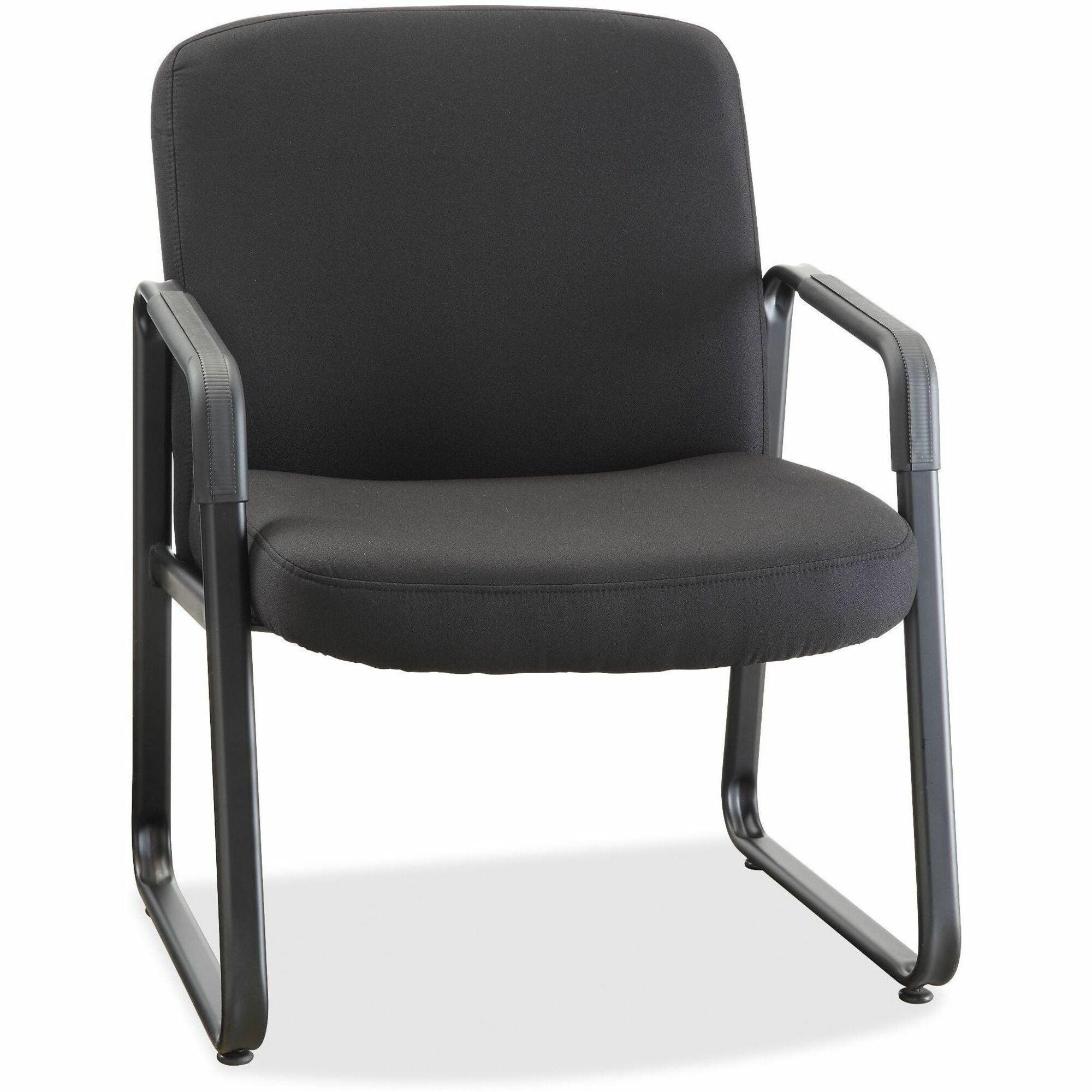 Lorell Big & Tall Upholstered Guest Chair - Black Plywood, Fabric Seat - Black Plywood, Fabric Back - Powder Coated Metal Frame - Sled Base - 1 Each