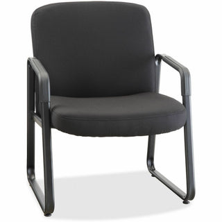 Lorell Big & Tall Upholstered Guest Chair - Black Plywood, Fabric Seat - Black Plywood, Fabric Back - Powder Coated Metal Frame - Sled Base - 1 Each