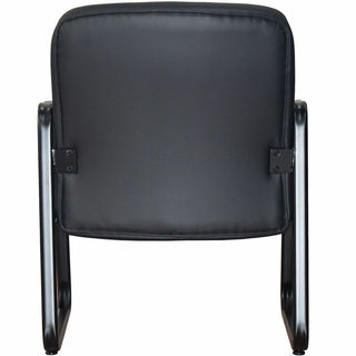 Lorell Big & Tall Upholstered Guest Chair - Leather, Plywood Seat - Leather, Plywood Back - Powder Coated Metal Frame - Sled Base - Black - 1 Each