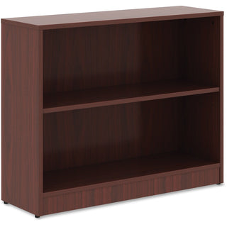 Lorell Laminate Bookcase - 2 Shelf(ves) - 29.5" Height x 36" Width x 12" Depth - Sturdy, Adjustable Feet, Adjustable Shelf - Thermofused Laminate (TFL) - Mahogany - Laminate - 1 Each