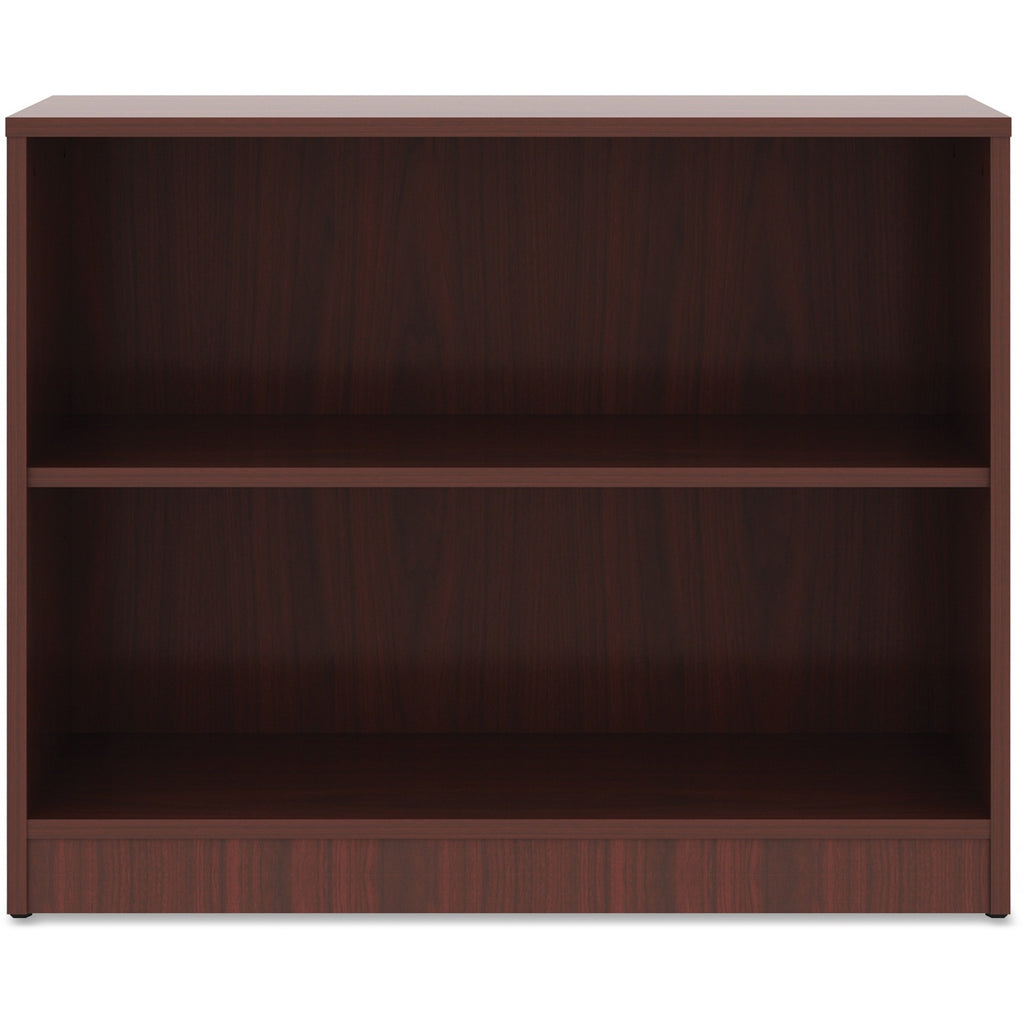 Lorell Laminate Bookcase - 2 Shelf(ves) - 29.5" Height x 36" Width x 12" Depth - Sturdy, Adjustable Feet, Adjustable Shelf - Thermofused Laminate (TFL) - Mahogany - Laminate - 1 Each