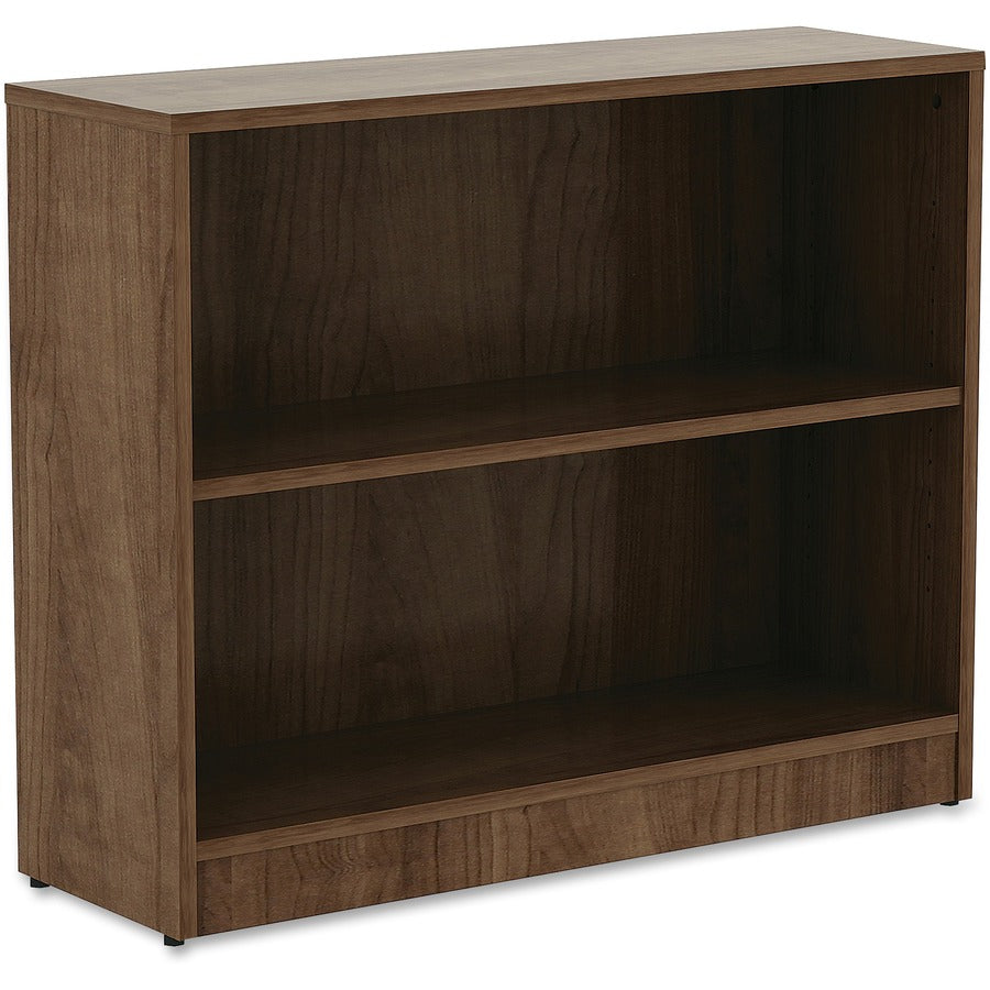 Lorell Laminate Bookcase - 2 Shelf(ves) - 29.5" Height x 36" Width x 12" Depth - Sturdy, Adjustable Feet, Adjustable Shelf - Thermofused Laminate (TFL) - Walnut - Laminate - 1 Each