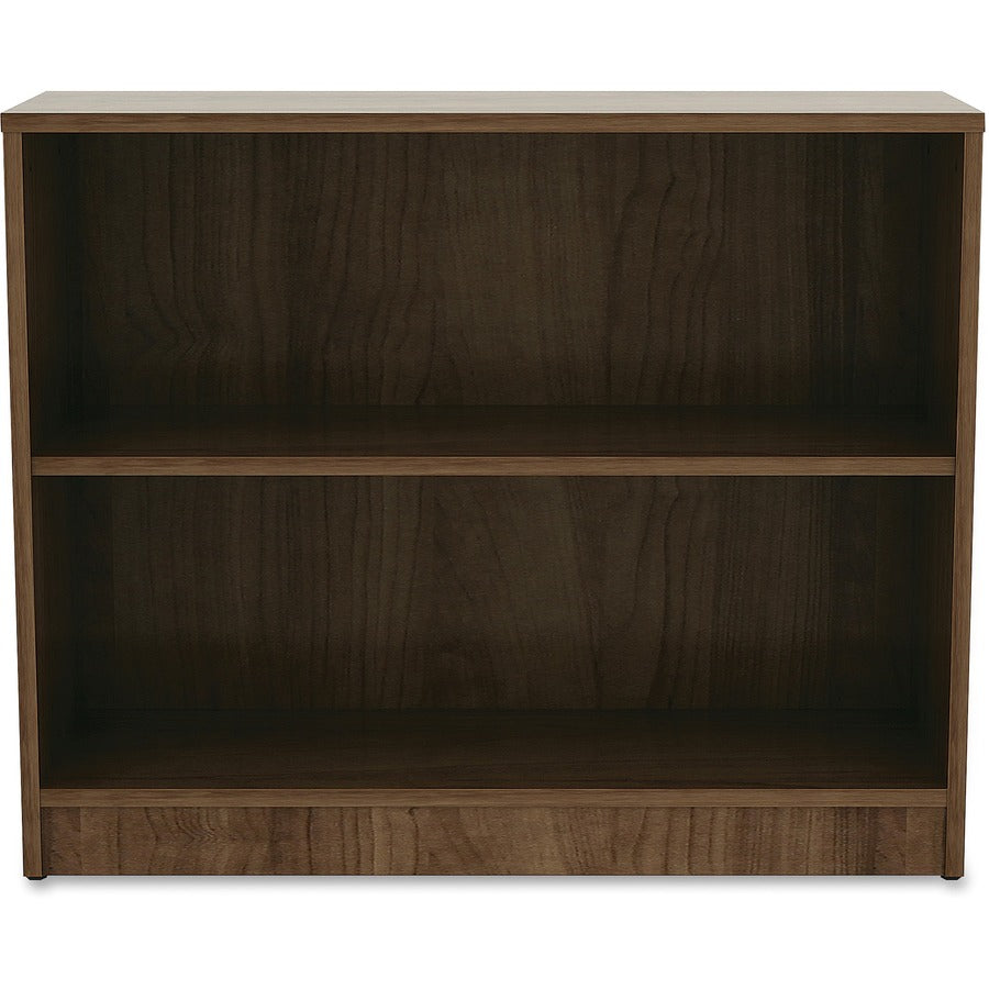 Lorell Laminate Bookcase - 2 Shelf(ves) - 29.5" Height x 36" Width x 12" Depth - Sturdy, Adjustable Feet, Adjustable Shelf - Thermofused Laminate (TFL) - Walnut - Laminate - 1 Each