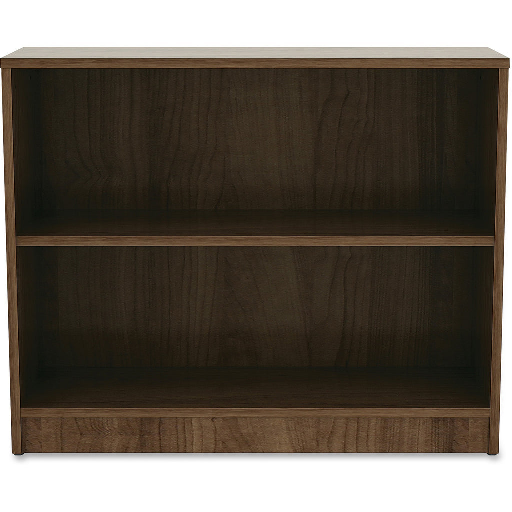 lorell-laminate-bookcase-2-shelfves-295-height-x-36-width-x-12-depth-sturdy-adjustable-feet-adjustable-shelf-thermofused-laminate-tfl-walnut-laminate-1-each_llr99780 - 2