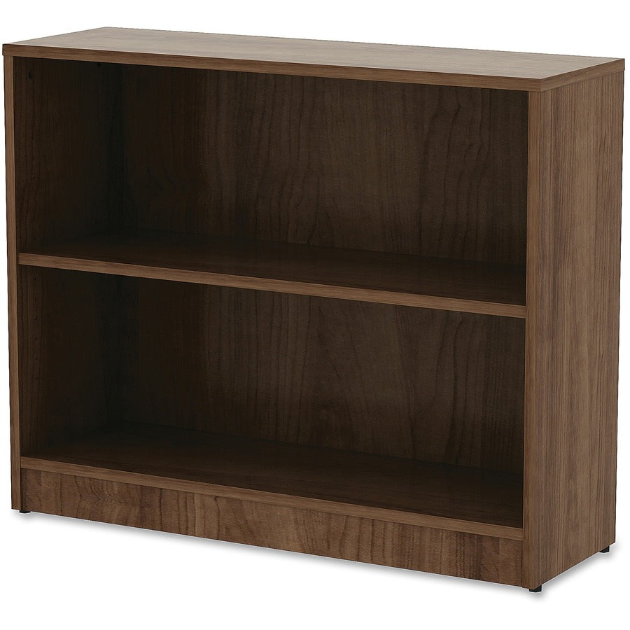 Lorell Laminate Bookcase - 2 Shelf(ves) - 29.5" Height x 36" Width x 12" Depth - Sturdy, Adjustable Feet, Adjustable Shelf - Thermofused Laminate (TFL) - Walnut - Laminate - 1 Each