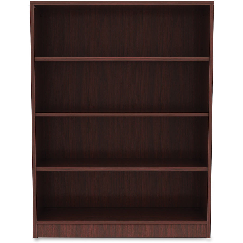 lorell-laminate-bookcase-4-shelfves-48-height-x-36-width-x-12-depth-sturdy-adjustable-feet-mahogany-laminate-1-each_llr99784 - 2