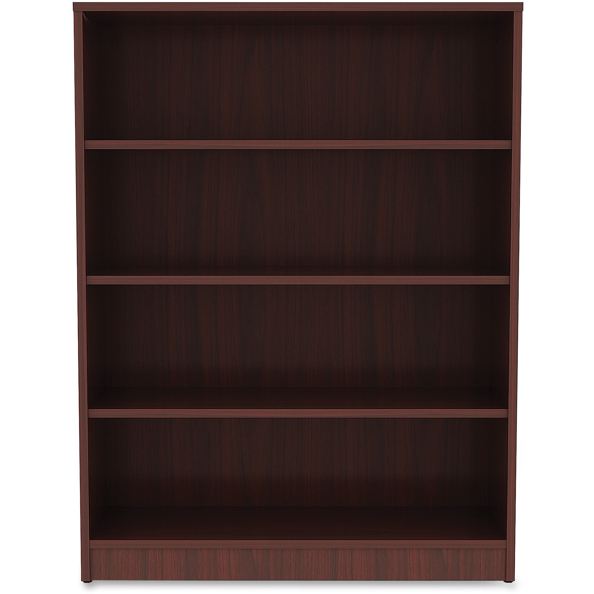 lorell-laminate-bookcase-4-shelfves-48-height-x-36-width-x-12-depth-sturdy-adjustable-feet-mahogany-laminate-1-each_llr99784 - 2