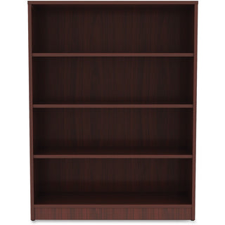 Lorell Laminate Bookcase - 4 Shelf(ves) - 48" Height x 36" Width x 12" Depth - Sturdy, Adjustable Feet - Mahogany - Laminate - 1 Each