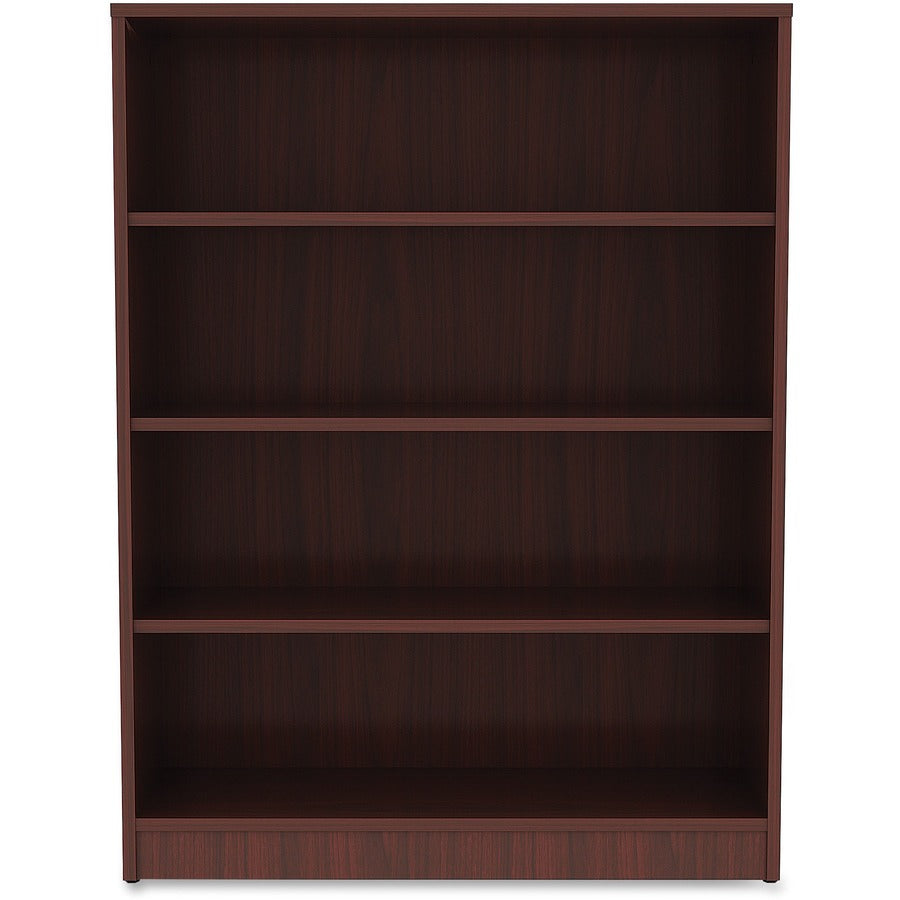 Lorell Laminate Bookcase - 4 Shelf(ves) - 48" Height x 36" Width x 12" Depth - Sturdy, Adjustable Feet - Mahogany - Laminate - 1 Each